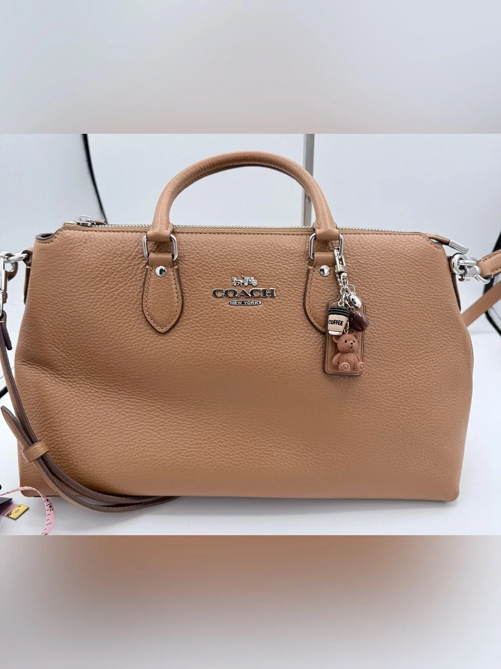 Coach Georgia Satchel Bag Pebble Leather Light Saddle Silver Crossbody CR156